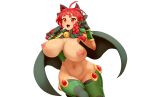  1girl animal_ears bell bouncing_breasts braid breasts cape cat_ears d.koutya fang kaenbyou_rin large_breasts neck_bell nipples paw_pose red_eyes red_hair reverse_bikini_armor reverse_outfit smile solo tagme touhou twin_braids 