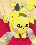  blush bodily_fluids cum cum_in_mouth cum_inside cum_on_face disembodied_penis female female_penetrated generation_1_pokemon genital_fluids genitals group human human_penetrating humanoid_genitalia humanoid_penis interspecies malawrist male male/female male_penetrating male_penetrating_female mammal nintendo penetration penis pikachu pokemon pokemon_(species) pokephilia sex size_difference smaller_female smaller_penetrated video_games yellow_body 