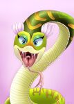  2017 bodily_fluids dreamworks drooling fangs female feral flower flower_accessory forked_tongue hi_res imminent_vore jimfoxx kung_fu_panda looking_at_viewer master_viper nude open_mouth plant reptile saliva saliva_on_tongue saliva_string scales scalie snake solo tongue tongue_out vore wide_eyed 
