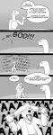  5_panel_comic anthro blep bloodshot_eyes canid canine canis cheek_tuft clothing dialogue dialogue_box domestic_dog duo ear_pull english_text facial_tuft fangs female floppy_ears freckles_(artist) grey_background greyscale hi_res hoodie humor male male/female mammal monochrome open_mouth open_smile pecas_(freckles) reptile running scalie screaming shirt simple_background smile snake tank_top text tongue tongue_out topwear tuft wide_eyed 