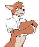  2022 abs anthro bottomless brown_body brown_fur brown_hair canid canine canis clothed clothing clothing_lift domestic_dog fur hair half-length_portrait hi_res jrjresq male mammal muscular muscular_male navel portrait sherlock_hound sherlock_hound_(series) shirt shirt_lift simple_background solo tan_body tan_fur topwear undressing white_background 