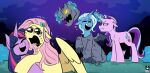  bodily_fluids clothing costume embrace equid equine fluttershy_(mlp) friendship_is_magic hasbro hi_res horn hug mammal mask my_little_pony pegasus redxbacon scared starlight_glimmer_(mlp) tears trixie_(mlp) twilight_sparkle_(mlp) unicorn wings 