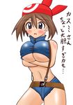  1girl artist_request blush breasts cleavage halubato harubato haruka_(pokemon) pokemon solo underboob 
