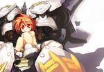  copyright_request mecha monster_hunter nanaroku_(fortress76) nude power_suit red_eyes red_hair short_hair smile 