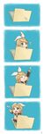  4koma aqua_eyes bad_id bad_pixiv_id blonde_hair chibi comic cursor folder formalin hair_ornament hair_ribbon hairclip headphones highres kagamine_rin minigirl ribbon short_hair vocaloid 