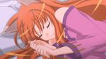  1girl animal_ears animated animated_gif cute eyes_closed gif holo horo long_hair orange_hair sleeping spice_and_wolf wolf_ears 