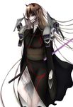  armored_core armored_core:_for_answer armored_core_4 bandage horns japanese_clothes katana kimono laser_blade long_hair mask mecha_musume pale_skin personification red_eyes shinkai_(armored_core) split_moon sword weapon 