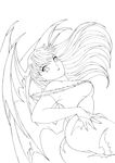  barrios greyscale long_hair monochrome morrigan_aensland solo 