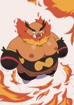  2022 anthro belly emboar fire generation_5_pokemon haoming hi_res kemono male moobs nintendo nipples orange_body overweight overweight_male pokemon pokemon_(species) solo video_games 
