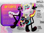  3_eyes ambiguous_gender anthro blush description expression_sheet expressions expressive fur model_sheet monster multi_eye multicolored_body multicolored_fur optibyte sharp_teeth simple_background slim solo tall teeth text tongue tongue_out watermark white_background 