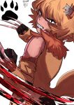  angry animal_ears claw_(weapon) detached_sleeves glaring highres lion_ears lion_girl mane original paw_print sailant seri_(sailant) sharp_teeth slashing teeth weapon 