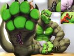  4:3 4_toes 5_fingers abs absurd_res ailurid allandox anthro biceps bulge bulge_sniffing canid canine claws clothed clothing countershade_face countershade_torso countershading detailed_bulge extreme_size_difference feet finger_claws fingers foot_fetish foot_focus foot_lick foot_play green_hair green_pawpads group hair hi_res licking looking_down looking_down_at_another male mammal micro mouse murid murine muscular muscular_anthro muscular_male muscular_thighs neck_tuft nommz_(character) on_foot pawpads paws pecs red_panda rodent size_difference smile sniffing stuck_to_foot thomas_green toe_claws toes tongue tongue_out tuft underwear underwear_only underwear_sniffing 