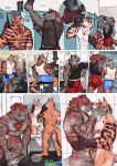  2022 anthro anthro_on_anthro armpit_hair bag balls barazoku barbell biceps big_butt big_muscles big_penis blurred_background blush bodily_fluids body_hair bottle bottomwear breath butt canid canine canis chest_hair claws clothed clothed/nude clothing comic dialogue drinking dumbbell duo ear_piercing ear_ring embrace english_text erection exercise eyebrows facial_piercing felid flaccid footwear foreskin french_kissing frottage fur furgonomics genitals gym gym_bag hair hand_behind_head hand_on_cheek hand_on_side hi_res humanoid_genitalia humanoid_penis inside kissing locker locker_room lying male male/male mammal mirror motion_lines multiple_scenes muscular muscular_anthro muscular_male musk nipple_piercing nipples nose_piercing nose_ring nude number on_back pantherine panting pawpads pecs penis piercing protein_shake reflection ring_piercing severeni sex shirt shoes shorts shower showering sitting smile socks species_transformation standing sweat tank_top teeth text tiger tongue tongue_out topwear towel transformation tuft underwear undressing walking water weight_bench weight_machine weightlifting weights wet wet_body wet_fur wolf workout 