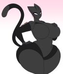  2020 anthro armor big_breasts black_bodysuit breasts clawed_gloves clothing curvy_figure dewwydarts epic_games felid female fortnite gradient_background hand_on_breast hand_on_hip headgear helmet hourglass_figure huge_breasts lynx_(fortnite) mammal mask simple_background solo standing thick_thighs tight_clothing video_games white_eyes wide_hips 