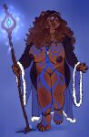  2022 4_toes 5_fingers accessory anthro areola belly belly_markings big_breasts black_nose black_pawpads blue_clothing blue_markings blue_robe breast_markings breasts brown_areola brown_bear brown_body brown_fur brown_hair brown_nipples chubby_anthro chubby_female circlet claws clothed clothing curled_hair curvaceous curvy_figure digital_media_(artwork) druid ear_piercing fangs feet female finger_claws fingers full-length_portrait fur fur_trim_(clothing) genitals green_eyes hair hi_res hindpaw holding_object holding_staff humanoid_hands jewelry leg_markings long_hair looking_aside magic_user mammal markings medula mostly_nude navel necklace nipples open_clothing open_robe pawpads paws piercing portrait pussy robe signature skye3337 slightly_chubby smile solo staff thick_thighs thigh_markings thigh_ring toe_claws toes tribal tribal_markings tribal_spellcaster ursid ursine voluptuous wide_hips 