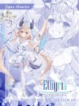  blonde_hair bow collarbone dress enna_alouette ethyria feathers head_wings highres looking_at_viewer nijisanji nijisanji_en purple_eyes solo white_dress 