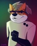  2020 4_fingers akita anthro black_nose brown_body brown_fur canid canine canis clothed clothing disney domestic_dog dr._akita ducktales ducktales_(2017) eyewear fingers fur georgiarose gloves grey_hair hair handwear hi_res looking_away male mammal multicolored_body multicolored_fur signature solo spitz sunglasses two_tone_body two_tone_fur white_body white_fur 