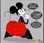  2d_animation animated anthro big_butt breathotter butt clothed clothing digital_media_(artwork) disney english_text footwear gloves handwear huge_butt looking_at_viewer looking_back male mammal mickey_mouse mouse murid murine open_mouth rodent shaking shaking_butt simple_background smile solo text twerking 
