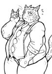  anthro belly bursting_out_of_clothing button_(fastener) clothing dress_coat dress_pants dress_shirt felid hi_res kori-nio leopard lifewonders looking_at_viewer male mammal one_eye_closed ose_(tas) overweight overweight_male pantherine shirt smile solo tearing_topwear tokyo_afterschool_summoners topwear video_games weight_gain wink winking_at_viewer 