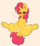  &lt;3 &lt;3_eyes anthro anus bag_of_lewds belly blush blush_lines equid equine eyelashes female feral fur genitals hair horn horse humanoid_genitalia humanoid_pussy looking_at_viewer mammal pink_hair pink_tail pony presenting pussy solo spread_legs spreading tongue tongue_out unicorn yellow_body yellow_fur 