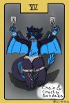  anthro ball_gag bdsm black_body black_fur blue_body blue_eyes blue_fur bondage bound chain chastity_belt chastity_device chubby_anthro cuff_(restraint) dragon eyewear fur gag glasses hi_res iron_cuffs koziu_(artist) metal_cuffs paws restraints solo tail_tuft tuft wings 