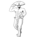 1:1 amoonguss anthro clothing erection generation_5_pokemon genitals hat headgear headwear holding_clothing holding_hat holding_headgear holding_headwear holding_object male monochrome muscular muscular_male nintendo nipples penis pokemon pokemon_(species) pokemorph smile smutty-smeargle solo video_games 
