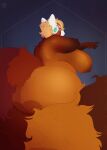  absurd_res ailurid anthro big_breasts big_butt big_tail blonde_hair breasts butt curvy_figure demani ear_piercing eliotak female fluffy fluffy_tail fur gauged_ear hair hi_res huge_breasts huge_butt low-angle_view mammal mature_female nipples nude orange_body orange_fur overweight overweight_anthro overweight_female piercing red_panda short_hair solo voluptuous whiskers wide_hips 