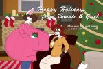  &copy; 2017 anthro big_breasts bodily_fluids bonnie_(satsumalord) bottomwear breasts brown_hair canid canine chair christmas christmas_tree clothing digital_media_(artwork) duo english_text eyes_closed female fireplace fox fur furniture gael_(satsumalord) gift green_eyes hair hi_res holidays huge_breasts hyper hyper_breasts lagomorph legwear leporid mammal ornaments pants plant rabbit red_hair satsumalord skirt stockings sweater symbol table tears text topwear tree white_body white_fur 