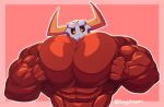  abs biceps big_muscles big_pecs bone demon demon_humanoid hi_res horn huge_muscles humanoid male muscular muscular_humanoid muscular_male pec_squish pecs piesac red_body skull skull_head solo yellow_eyes yongdasom 