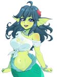  2021 absurd_res blue_eyes breasts clothing female giga_mermaid gills green_body green_skin hair hi_res humanoid jewelry long_hair looking_at_viewer marine merfolk navel necklace open_mouth open_smile rodjim shantae_(series) shirt smile solo split_form topwear video_games wayforward wet wet_clothing wet_shirt wet_topwear 