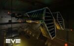  3d cannon chain copyright_name eve_online floating frigate_(eve_online) hangar indoors krats logo machinery military military_vehicle minmatar_republic_(eve_online) missile missile_pod rifter_(eve_online) science_fiction spacecraft weapon 