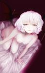  albino amii bad_id bad_pixiv_id bed breasts kneeling nipples nude red_eyes remilia_scarlet small_breasts solo touhou white_hair 