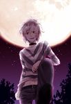  accelerator bad_id bad_pixiv_id belt choker fang male_focus moon navel night okamoto red_eyes shoes solo to_aru_majutsu_no_index white_hair 