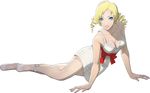  3d blonde_hair catherine catherine_(game) cel_shading drill_hair full_body legs long_legs nail_polish pink_hair short_hair solo transparent_background 