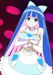  alternate_costume bare_shoulders bow bracelet breast_squeeze breasts choker crossed_arms dress green_eyes hair_bow heart jewelry large_breasts long_hair multicolored_hair onima panty_&amp;_stocking_with_garterbelt smile solo stocking_(psg) two-tone_hair 