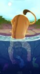  absurd_res ale-tie anatomically_correct ervaarah felid feline felis female feral fish fishing hi_res lion lomibu mammal marine mythological_sphinx mythology pantherine paws solo underwater underwater_view water 