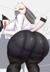  accipitriform aggressive_retsuko anthro avian big_breasts big_butt bird blazethefox bottomless breasts butt clothed clothing female hi_res huge_butt sanrio secretary_bird secretary_washimi solo thick_thighs 