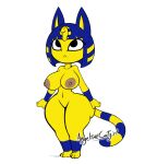  angelthecatgirl animal_crossing ankha_(animal_crossing) anthro areola big_breasts black_eyes blue_hair breasts brown_areola brown_nipples domestic_cat felid feline felis female frown hair huge_thighs mammal markings navel nintendo nipples nude solo striped_markings striped_tail stripes tail_markings thick_thighs video_games wide_hips yellow_body 
