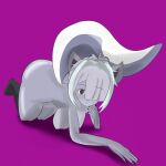  anthro big_breasts big_butt breasts butt elizabeth_(mrschllyay) felid feline female fur grey_body grey_fur hi_res hybrid magenta_background mammal mephitid mrschllyay skunk smile solo wide_hips 