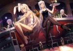  4girls ak-12_(girls&#039;_frontline) ak-15_(girls&#039;_frontline) alternate_costume an-94_(girls&#039;_frontline) animal_ears aqua_bow aqua_bowtie aqua_eyes arm_behind_back bangs bar bar_stool bare_legs bare_shoulders bartender black_footwear black_hairband black_leotard black_necktie black_pantyhose black_vest blonde_hair bottle bow bowtie breasts cat cleavage closed_mouth cocktail_glass collarbone collared_shirt commission counter crossed_legs cup defy_(girls&#039;_frontline) detached_collar drinking_glass english_commentary fake_animal_ears full_body full_moon girls&#039;_frontline glass grey_hair hairband hand_on_arm hand_on_own_knee high_heels highleg highleg_leotard highres holding holding_tray ice_bucket jewelry legs leotard light_purple_hair long_hair long_sleeves looking_at_viewer looking_away medium_breasts medium_hair moon multiple_girls necktie niac night night_sky one_eye_closed open_mouth pantyhose parted_lips playboy_bunny purple_eyes rabbit_ears ring rpk-16_(girls&#039;_frontline) shirt short_hair sitting sky small_breasts smile standing stool strapless strapless_leotard teeth thighs traditional_bowtie tray very_long_hair vest white_footwear white_hair white_hairband white_leotard white_shirt white_wrist_cuffs wine_glass wrist_cuffs yellow_bow yellow_bowtie 
