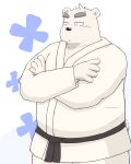  2022 4_fingers anthro black_nose clothed clothing fingers gensuke hi_res humanoid_hands keikogi kemono male mammal martial_arts_uniform overweight overweight_male polar_bear solo sportswear ursid ursine white_body 