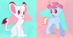  2019 artist_name blue_background blue_body blue_fur child digital_drawing_(artwork) digital_media_(artwork) duo equid equine eyelashes felid feral fur hair hooves horn kimba kimba_the_white_lion lion looking_at_viewer male mammal mane osamu_tezuka pantherine paws pink_background pink_hair pink_mane sanrio simple_background smile unico unico_(series) unicorn waackery white_body white_fur young 