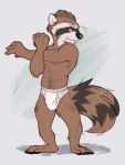  2022 anthro barefoot briefs briefs_only brown_hair bulge claws clothed clothing druidyordle duo feet frown guardians_of_the_galaxy hair hi_res male marvel navel red_eyes rocket_raccoon shadow signature tighty_whities topless underwear underwear_only whiskers white_briefs white_clothing white_underwear 