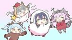  .live 4girls animal_costume animal_ear_fluff animal_ears black_hair blue_hair cosplay empty17033658 extra_ears grey_hair highres himekuma_ribon hood hoodie humboldt_penguin_(kemono_friends) island_fox_(kemono_friends) kemono_friends kemono_friends_v_project kigurumi long_hair microphone multicolored_hair multiple_girls orange_eyes orange_hair parody pink_hair re:act short_hair simple_background tail ultimate_chicken_horse virtual_youtuber yamato_iori yellow_eyes 