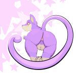  absurd_res anus big_butt butt female feral generation_1_pokemon genitals hi_res jaylus_t_meowstic long_tail looking_at_viewer nintendo pattern_background pokemon pokemon_(species) presenting presenting_hindquarters purple_body pussy rattata red_eyes simple_background solo star-shaped_background thick_thighs video_games 