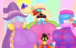  &lt;3 big_breasts blonde_hair blue_hair breasts claycia clothed clothing drawcia elline female group hair hat headgear headwear hi_res huge_breasts humanoid kirby:_canvas_curse kirby_(series) kirby_and_the_rainbow_curse kirby_star_allies kirby_triple_deluxe nintendo paint paintra pink_hair scarf smile star touhoufan video_games vividria yellow_eyes 