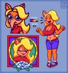  activision anthro astropixels bandicoot big_breasts blonde_hair breasts clothing crash_bandicoot_(series) digital_media_(artwork) female hair hi_res humanoid mammal marsupial naughty_dog pixel_(artwork) portrait red_clothing red_shirt red_topwear sad_eyes shirt solo sony_corporation sony_interactive_entertainment tawna_bandicoot topwear video_games 