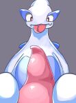  animal_genitalia big_penis digital_media_(artwork) erection feral generation_2_pokemon genitals huge_penis legendary_pokemon looking_at_viewer lugia male nintendo nude penis pokemon pokemon_(species) sawaden3110_(artist) simple_background solo tapering_penis tongue tongue_out video_games 