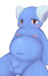  balls belly big_balls blue_body blush digital_media_(artwork) feathered_wings feathers feral flaccid foreskin generation_1_pokemon genitals half-closed_eyes hi_res humanoid_genitalia humanoid_penis looking_at_viewer male narrowed_eyes navel nintendo nipples overweight overweight_male penis pokemon pokemon_(species) reptile sawaden3110_(artist) scalie simple_background slightly_chubby smile solo video_games wartortle wings 