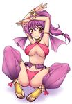  arabian_clothes armband armpits breasts brown_eyes cameltoe cleavage copyright_request dancer halter_top halterneck harem_outfit large_breasts long_hair navel onizuka_takuto panties purple_hair sandals solo spread_legs underwear 